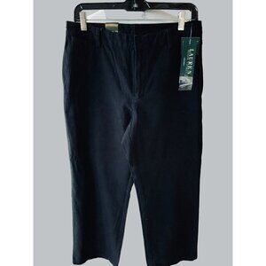 RALPH LAUREN LADIES DESIGNER CHINO STYLE BLACK WIDE LEG LONG PANTS NWT 10